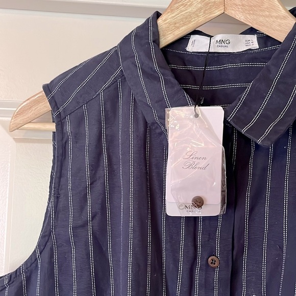 MANGO | WOMEN'S STRIPED ROMPER IN NAVY - Picture 3 of 8